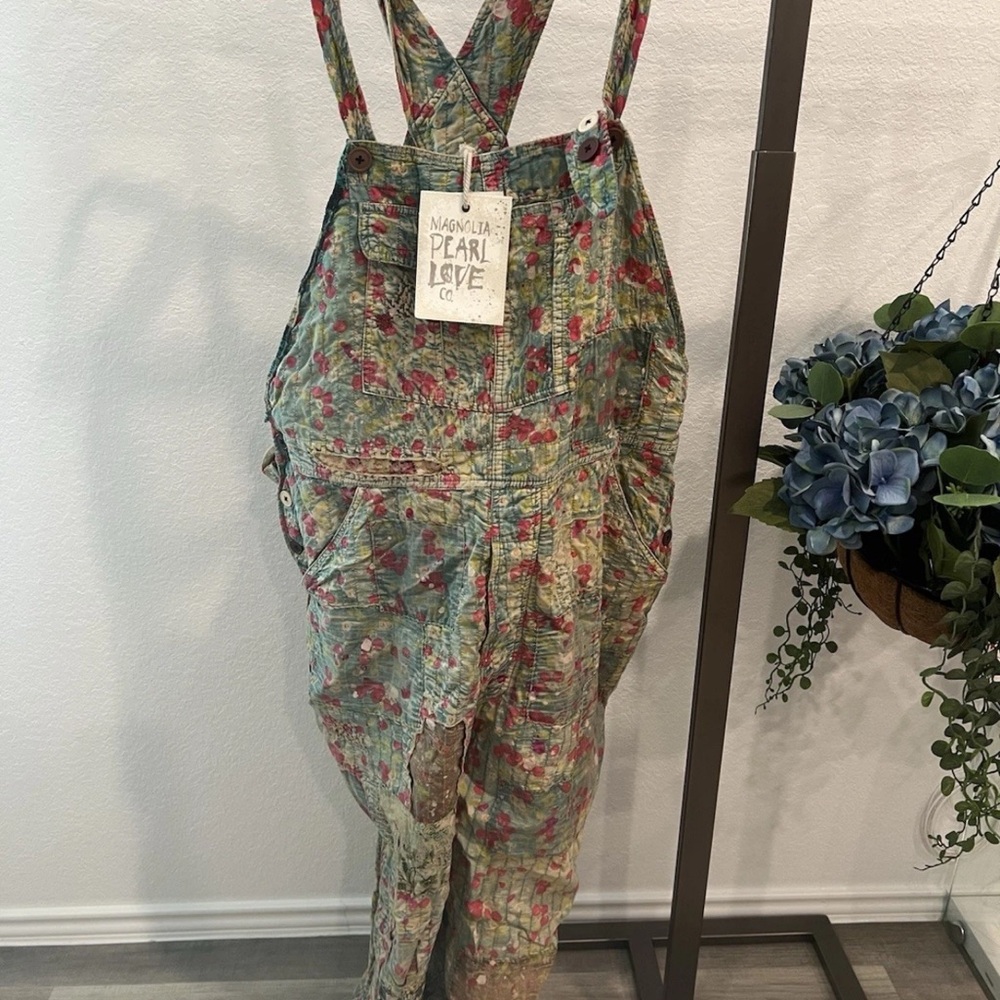 Magnolia Pearl Cherry Blossom Quilted Overalls (item B19) - Picture 1 of 3